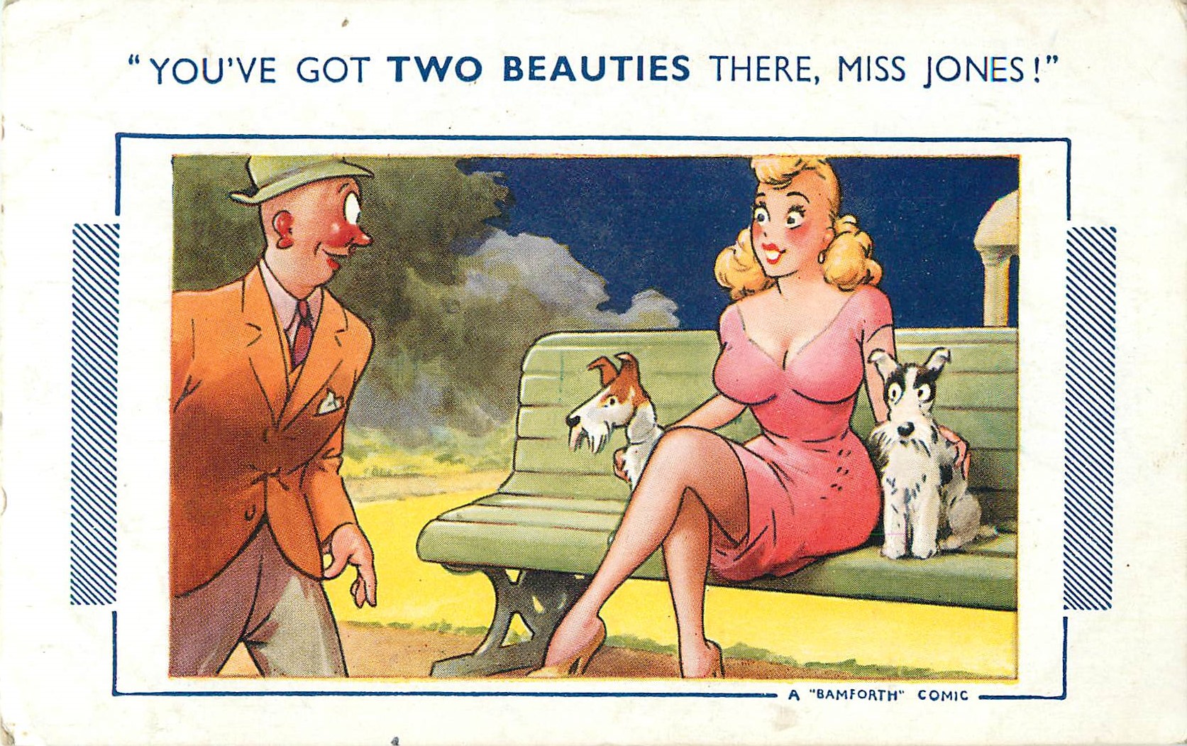"You've Got Two Beauties There, Miss Jones!" Bamforth Comic