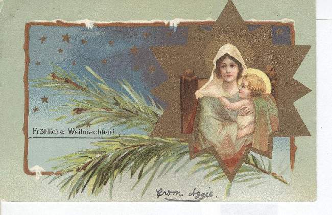 Mother & Child CHRISTMAS Postcard Frohliche Weihnachten!