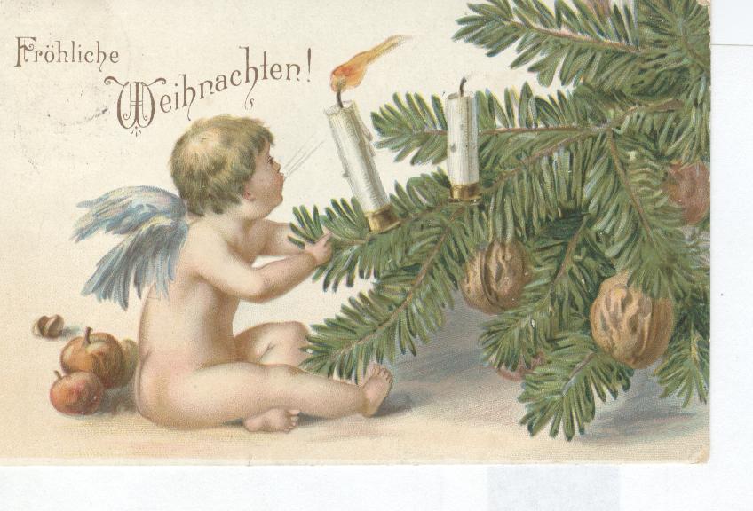 Christmas Postcard - Frohliche Weihnachten! Cherub