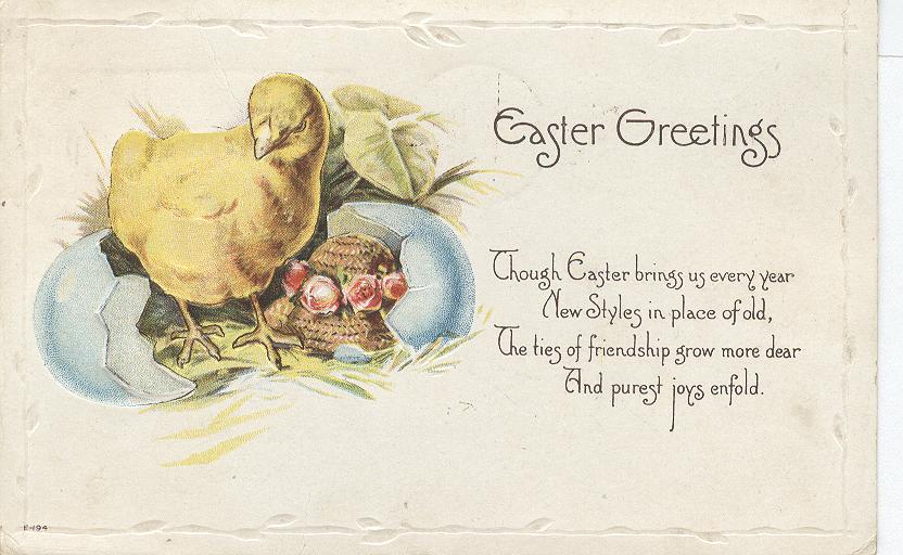 Easter Greetings...Hatching Chick...Though Easter Brings Us.....