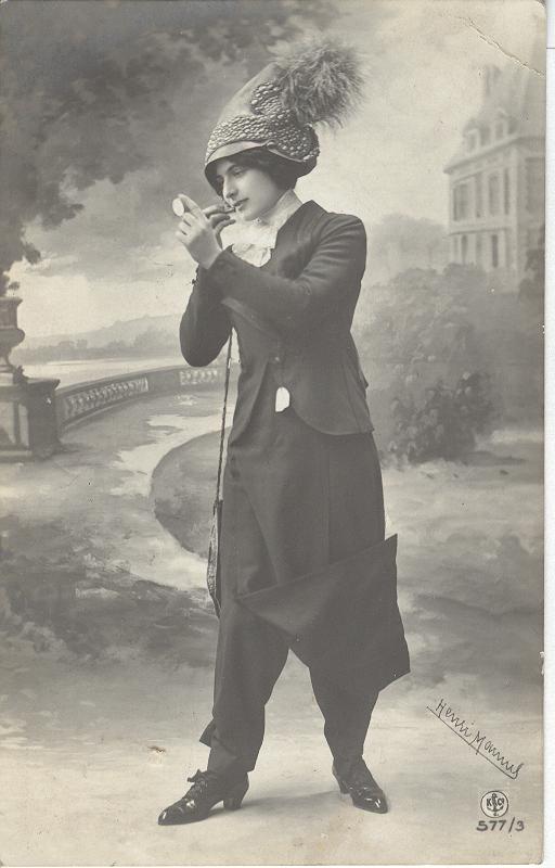 Signed Postcard...Woman in Feathered Hat And Suit