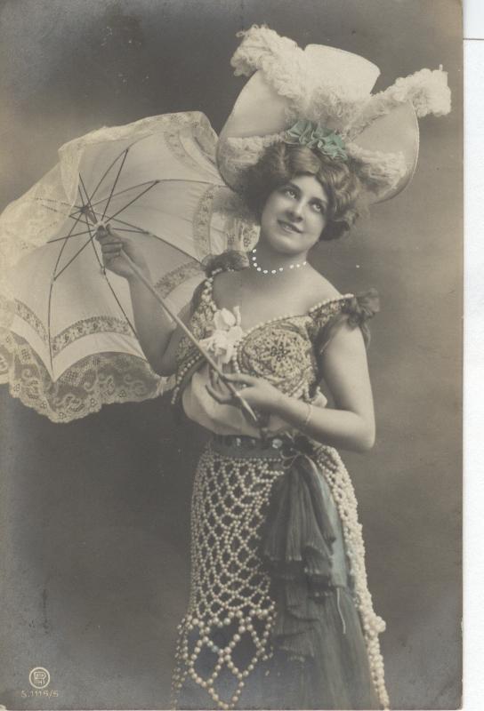 Edwardian Actress Holding A Laced Umbrella Postcard